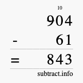 Calculate 904 minus 61 using long subtraction