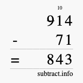 Calculate 914 minus 71 using long subtraction