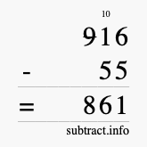 Calculate 916 minus 55 using long subtraction