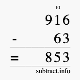 Calculate 916 minus 63 using long subtraction
