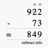 Calculate 922 minus 73 using long subtraction