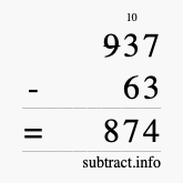 Calculate 937 minus 63 using long subtraction