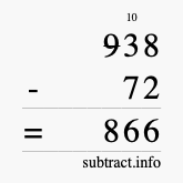 Calculate 938 minus 72 using long subtraction