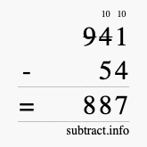 Calculate 941 minus 54 using long subtraction