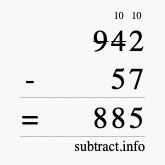 Calculate 942 minus 57 using long subtraction
