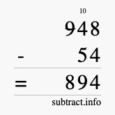 Calculate 948 minus 54 using long subtraction