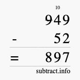 Calculate 949 minus 52 using long subtraction