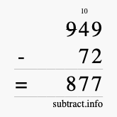 Calculate 949 minus 72 using long subtraction