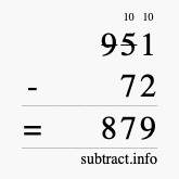 Calculate 951 minus 72 using long subtraction
