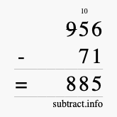 Calculate 956 minus 71 using long subtraction