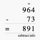Calculate 964 minus 73 using long subtraction