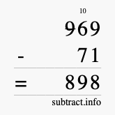 Calculate 969 minus 71 using long subtraction