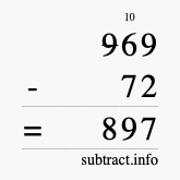 Calculate 969 minus 72 using long subtraction