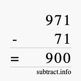 Calculate 971 minus 71 using long subtraction