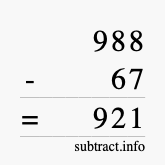 Calculate 988 minus 67 using long subtraction