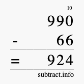 Calculate 990 minus 66 using long subtraction