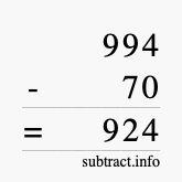 Calculate 994 minus 70 using long subtraction