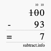 Calculate 100 minus 93 using long subtraction