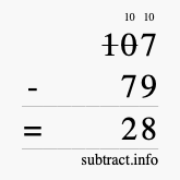 Calculate 107 minus 79 using long subtraction Calculate 107 minus 79 using long subtraction