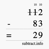Calculate 112 minus 83 using long subtraction Calculate 112 minus 83 using long subtraction
