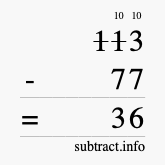 Calculate 113 minus 77 using long subtraction