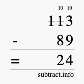 Calculate 113 minus 89 using long subtraction