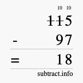 Calculate 115 minus 97 using long subtraction