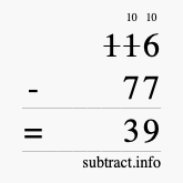 Calculate 116 minus 77 using long subtraction