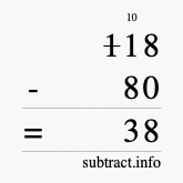 Calculate 118 minus 80 using long subtraction
