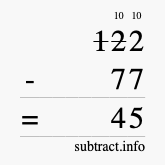Calculate 122 minus 77 using long subtraction