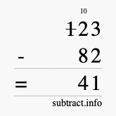 Calculate 123 minus 82 using long subtraction