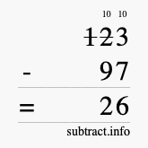 Calculate 123 minus 97 using long subtraction