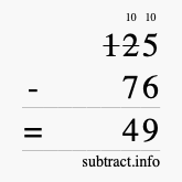 Calculate 125 minus 76 using long subtraction