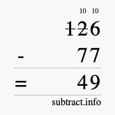 Calculate 126 minus 77 using long subtraction