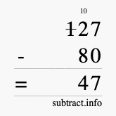 Calculate 127 minus 80 using long subtraction
