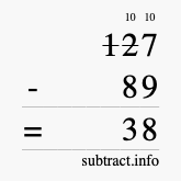 Calculate 127 minus 89 using long subtraction