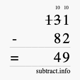 Calculate 131 minus 82 using long subtraction