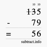 Calculate 135 minus 79 using long subtraction