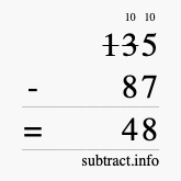 Calculate 135 minus 87 using long subtraction