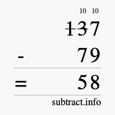 Calculate 137 minus 79 using long subtraction Calculate 137 minus 79 using long subtraction