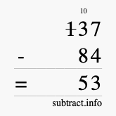 Calculate 137 minus 84 using long subtraction