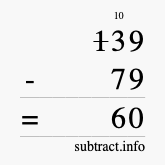 Calculate 139 minus 79 using long subtraction