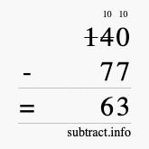 Calculate 140 minus 77 using long subtraction Calculate 140 minus 77 using long subtraction