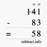 Calculate 141 minus 83 using long subtraction Calculate 141 minus 83 using long subtraction