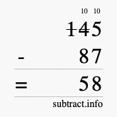Calculate 145 minus 87 using long subtraction