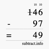 Calculate 146 minus 97 using long subtraction