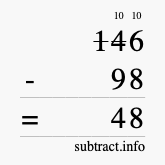 Calculate 146 minus 98 using long subtraction