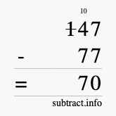 Calculate 147 minus 77 using long subtraction Calculate 147 minus 77 using long subtraction
