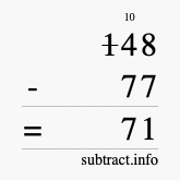 Calculate 148 minus 77 using long subtraction Calculate 148 minus 77 using long subtraction