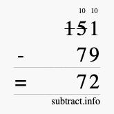 Calculate 151 minus 79 using long subtraction Calculate 151 minus 79 using long subtraction